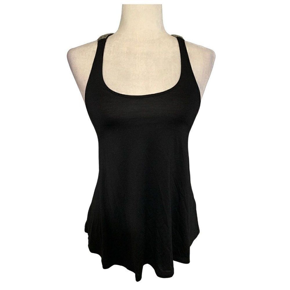 Sunhee Womens Black Silver Beaded Racerback Tank Top Xs